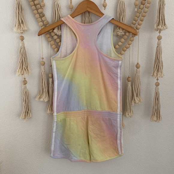 adidas romper shorts tank top iridescence ombre rainbow pink pastel girl M 10/12 - Picture 8 of 13